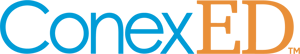 ConexED logo: the word 'ConexED' in a combination of blue and orange letters, with 'Conex' in blue and 'ED' in orange, signifying the connection between education and technology.